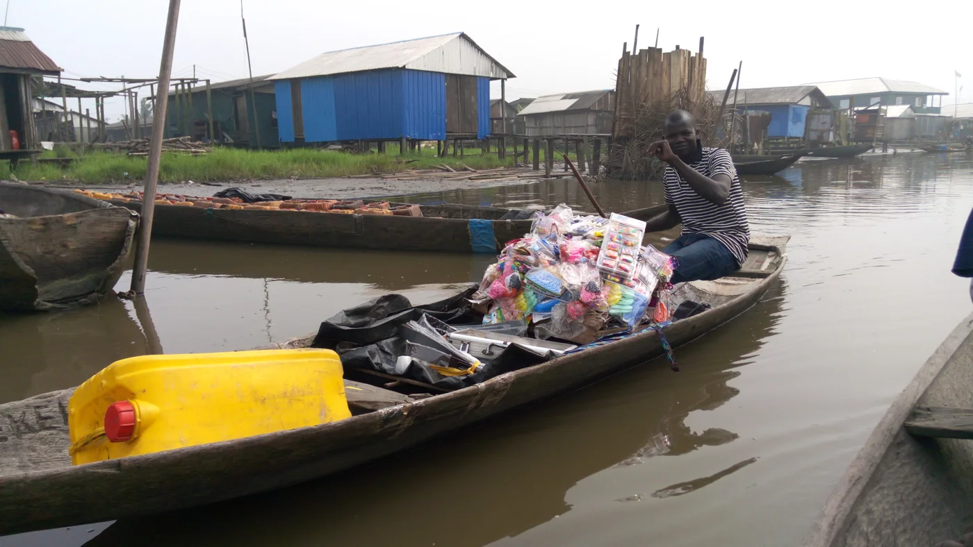 Supplies being transported by canoe